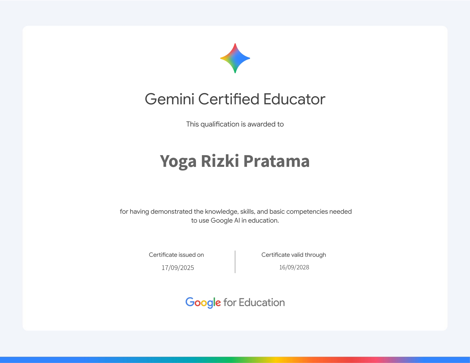 Sertifikat Google for Education